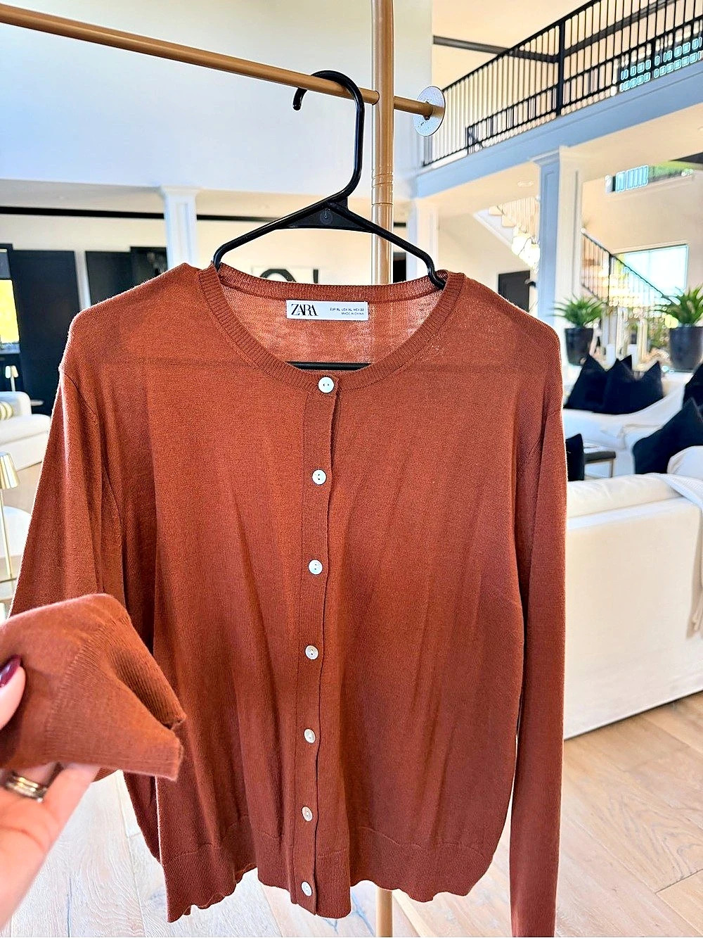Zara Brown Crew Neck Cardigan Size XL